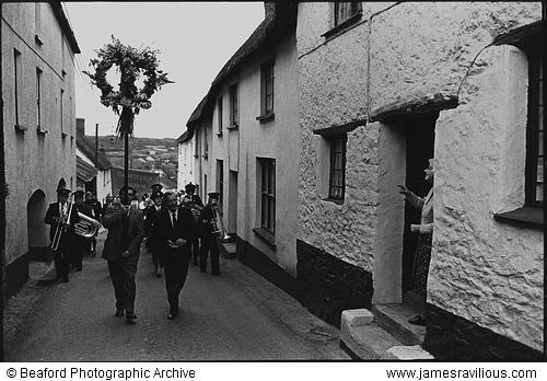 Parading the Whitsun garland, Hatherleigh, Devon, England, 1976