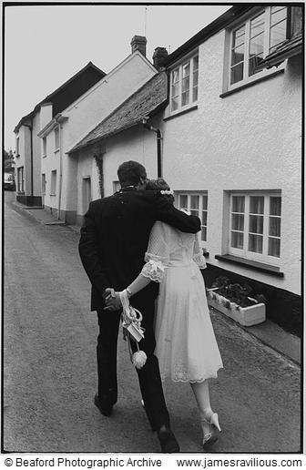 Couple after their wedding, Dolton, Devon, England, 1983