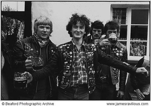 Lads drinking at the Fair, Winkleigh, Devon, England, 1980
